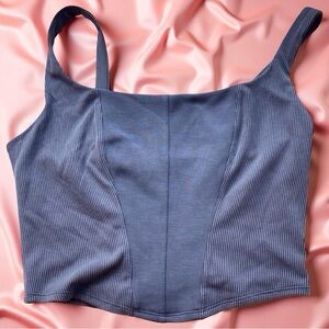 Victoria’s Secret VSX Featherweight Knit Corset Tank | Charcoal Grey | Size L